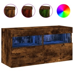 vidaXL TV-Wandschrank mit LED-Leuchten Räuchereiche 80x30x40 cm