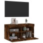 vidaXL TV-Wandschrank mit LED-Leuchten Räuchereiche 80x30x40 cm vidaXL TV-Wandschrank mit LED-Leuchten Räuchereiche 80x30x40 cm