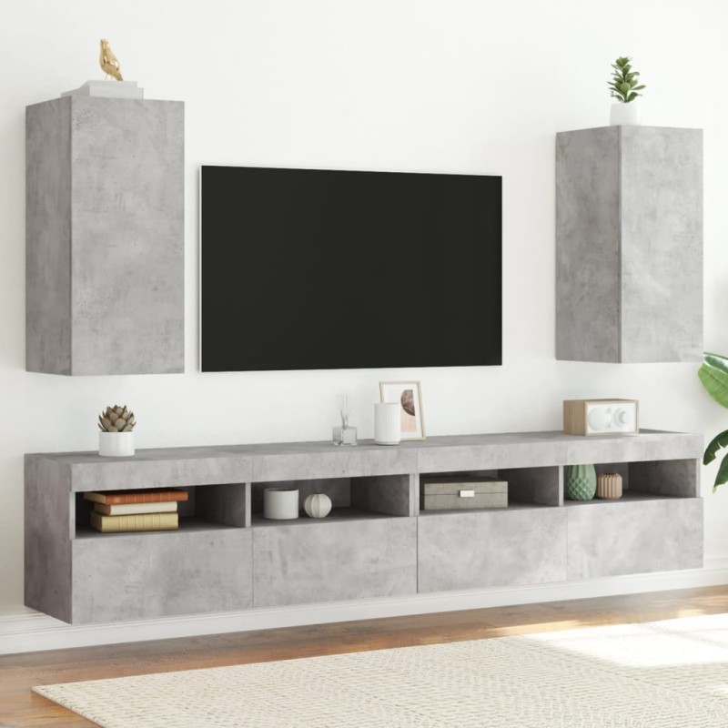 vidaXL TV-Wandschränke mit LED-Leuchten 2 Stk. Betongrau 30,5x35x70 cm vidaXL TV-Wandschränke mit LED-Leuchten 2 Stk. Betongrau 30,5x35x70 cm