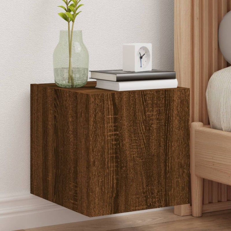vidaXL TV-Wandschrank mit LED-Leuchten Braun Eichen-Optik 30,5x35x30cm vidaXL TV-Wandschrank mit LED-Leuchten Braun Eichen-Optik 30,5x35x30cm