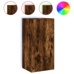 vidaXL TV-Wandschrank mit LED-Leuchten Räuchereiche 40,5x35x80 cm