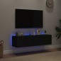 vidaXL TV-Wandschränke mit LED-Leuchten 2 Stk. Schwarz 60x35x31 cm vidaXL TV-Wandschränke mit LED-Leuchten 2 Stk. Schwarz 60x35x31 cm