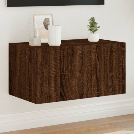 vidaXL TV-Wandschrank mit LED-Leuchten Braun Eichen-Optik 60x35x31 cm