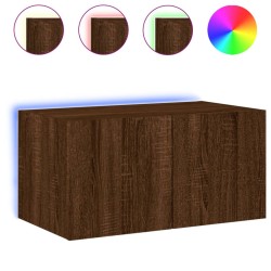 vidaXL TV-Wandschrank mit LED-Leuchten Braun Eichen-Optik 60x35x31 cm