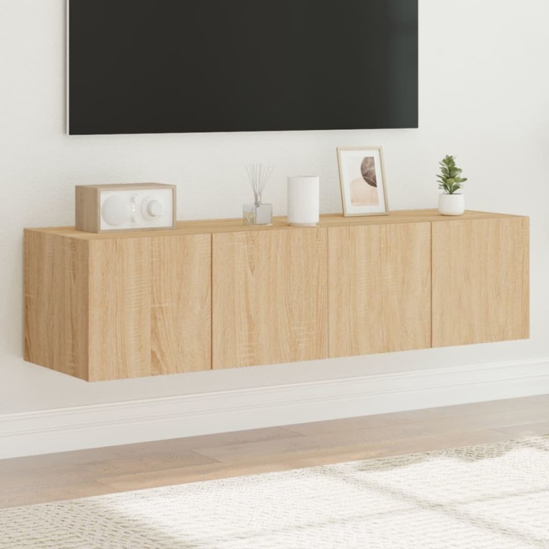 vidaXL TV-Wandschränke mit LED-Leuchten 2 Stk. Sonoma-Eiche 60x35x31cm vidaXL TV-Wandschränke mit LED-Leuchten 2 Stk. Sonoma-Eiche 60x35x31cm