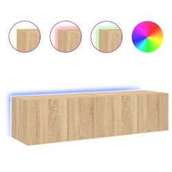 vidaXL TV-Wandschränke mit LED-Leuchten 2 Stk. Sonoma-Eiche 60x35x31cm