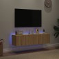 vidaXL TV-Wandschränke mit LED-Leuchten 2 Stk. Sonoma-Eiche 60x35x31cm vidaXL TV-Wandschränke mit LED-Leuchten 2 Stk. Sonoma-Eiche 60x35x31cm