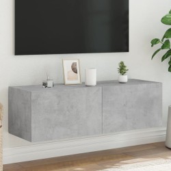vidaXL TV-Wandschrank mit LED-Leuchten Betongrau 100x35x31 cm