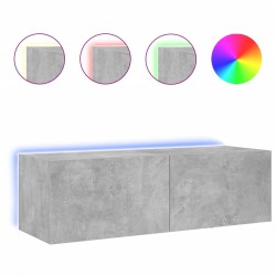 vidaXL TV-Wandschrank mit LED-Leuchten Betongrau 100x35x31 cm