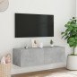 vidaXL TV-Wandschrank mit LED-Leuchten Betongrau 100x35x31 cm vidaXL TV-Wandschrank mit LED-Leuchten Betongrau 100x35x31 cm