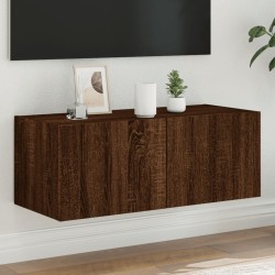 vidaXL TV-Wandschrank mit LED-Leuchten Braun Eichen-Optik 80x35x31 cm