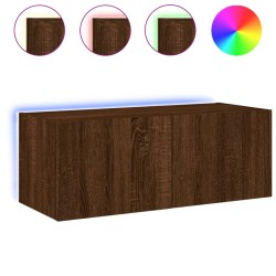 vidaXL TV-Wandschrank mit LED-Leuchten Braun Eichen-Optik 80x35x31 cm
