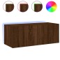 vidaXL TV-Wandschrank mit LED-Leuchten Braun Eichen-Optik 80x35x31 cm vidaXL TV-Wandschrank mit LED-Leuchten Braun Eichen-Optik 80x35x31 cm