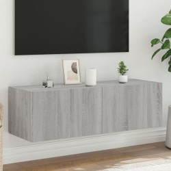 vidaXL TV-Wandschrank mit LED-Leuchten Grau Sonoma 100x35x31 cm
