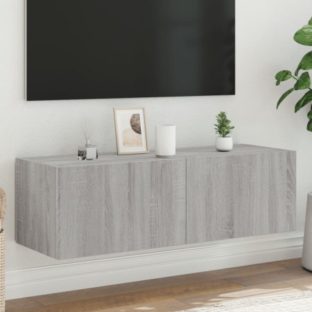 vidaXL TV-Wandschrank mit LED-Leuchten Grau Sonoma 100x35x31 cm