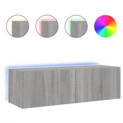 vidaXL TV-Wandschrank mit LED-Leuchten Grau Sonoma 100x35x31 cm