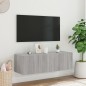 vidaXL TV-Wandschrank mit LED-Leuchten Grau Sonoma 100x35x31 cm vidaXL TV-Wandschrank mit LED-Leuchten Grau Sonoma 100x35x31 cm