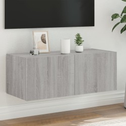 vidaXL TV-Wandschrank mit LED-Leuchten Grau Sonoma 80x35x31 cm