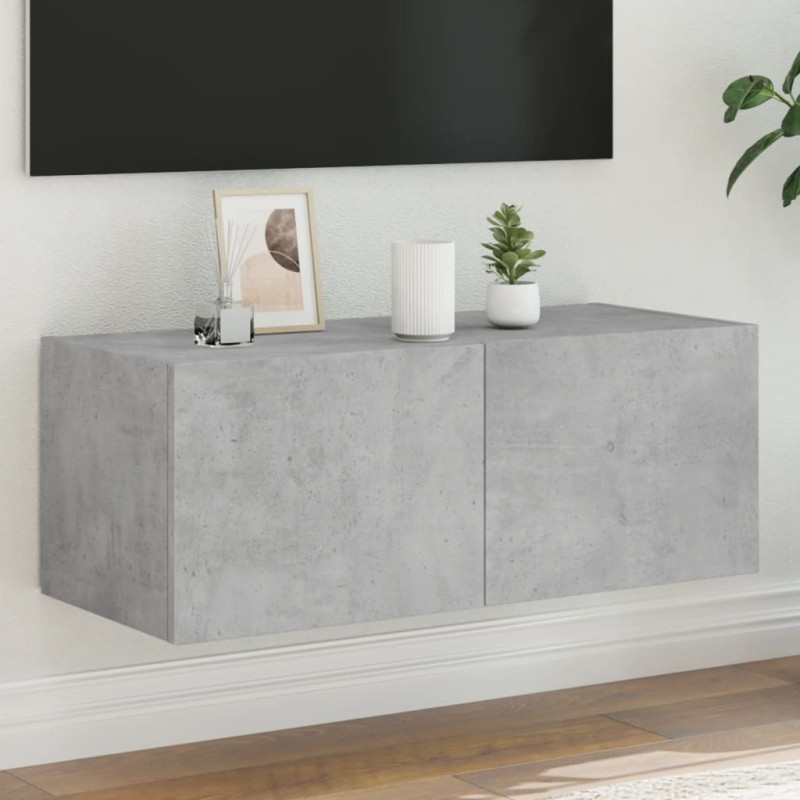 vidaXL TV-Wandschrank mit LED-Leuchten Betongrau 80x35x31 cm vidaXL TV-Wandschrank mit LED-Leuchten Betongrau 80x35x31 cm