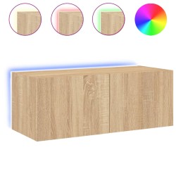 vidaXL TV-Wandschrank mit LED-Leuchten Sonoma-Eiche 80x35x31 cm