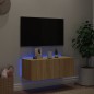 vidaXL TV-Wandschrank mit LED-Leuchten Sonoma-Eiche 80x35x31 cm vidaXL TV-Wandschrank mit LED-Leuchten Sonoma-Eiche 80x35x31 cm