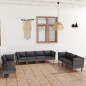 10-tlg. Garten-Lounge-Set mit Kissen Poly Rattan Grau 10-tlg. Garten-Lounge-Set mit Kissen Poly Rattan Grau