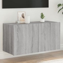 vidaXL TV-Wandschrank mit LED-Leuchten Grau Sonoma 80x35x41 cm