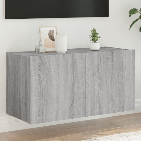 vidaXL TV-Wandschrank mit LED-Leuchten Grau Sonoma 80x35x41 cm
