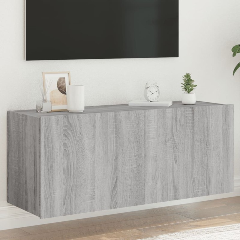 vidaXL TV-Wandschrank mit LED-Leuchten Grau Sonoma 100x35x41 cm vidaXL TV-Wandschrank mit LED-Leuchten Grau Sonoma 100x35x41 cm