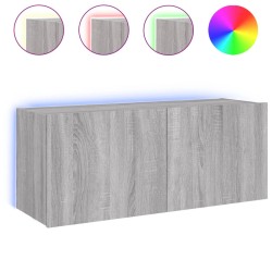 vidaXL TV-Wandschrank mit LED-Leuchten Grau Sonoma 100x35x41 cm