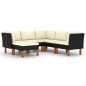 vidaXL 6-tlg. Garten-Lounge-Set mit Kissen Poly Rattan Schwarz