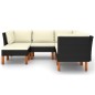 vidaXL 6-tlg. Garten-Lounge-Set mit Kissen Poly Rattan Schwarz