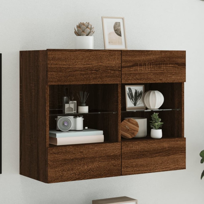 vidaXL TV-Wandschrank mit LED-Leuchten Braun Eichen-Optik vidaXL TV-Wandschrank mit LED-Leuchten Braun Eichen-Optik
