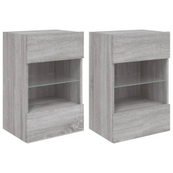 vidaXL TV-Wandschränke mit LED-Leuchten 2 Stk. Grau Sonoma