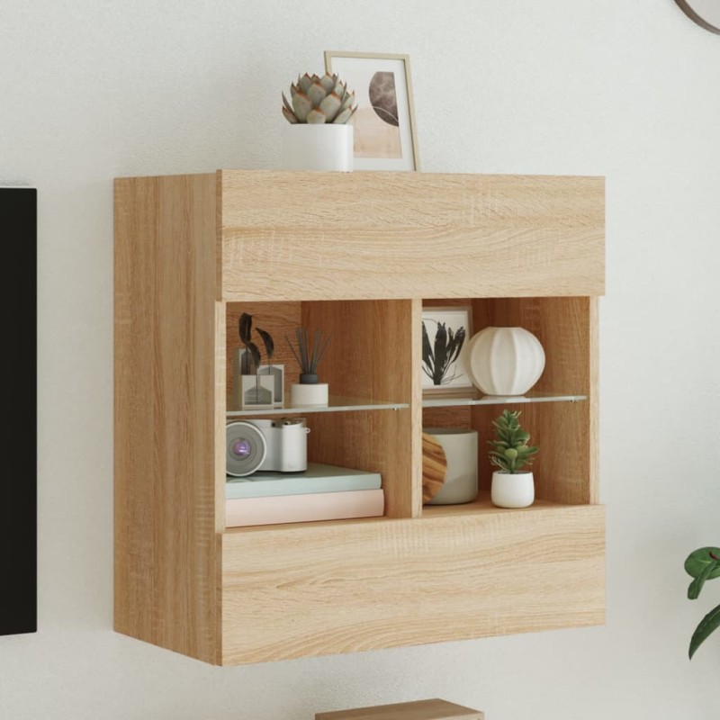 vidaXL TV-Wandschrank mit LED-Leuchten Sonoma-Eiche 58,5x30x60,5 cm vidaXL TV-Wandschrank mit LED-Leuchten Sonoma-Eiche 58,5x30x60,5 cm
