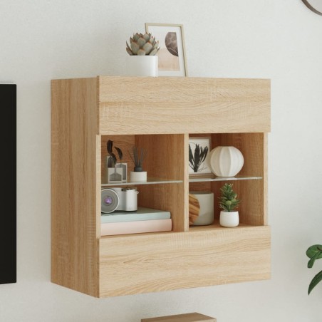 vidaXL TV-Wandschrank mit LED-Leuchten Sonoma-Eiche 58,5x30x60,5 cm