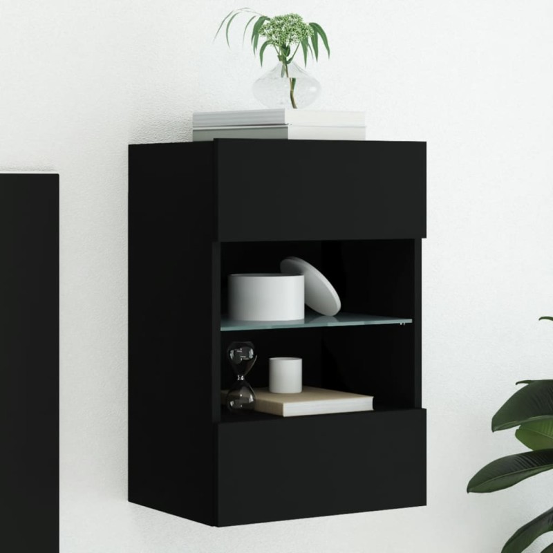 vidaXL TV-Wandschrank mit LED-Leuchten Schwarz 40x30x60,5 cm vidaXL TV-Wandschrank mit LED-Leuchten Schwarz 40x30x60,5 cm