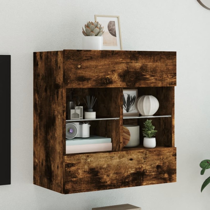 vidaXL TV-Wandschrank mit LED-Leuchten Räuchereiche 58,5x30x60,5 cm vidaXL TV-Wandschrank mit LED-Leuchten Räuchereiche 58,5x30x60,5 cm