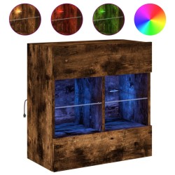 vidaXL TV-Wandschrank mit LED-Leuchten Räuchereiche 58,5x30x60,5 cm