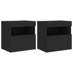 vidaXL TV-Wandschränke mit LED-Leuchten 2 Stk. Schwarz 40x30x40 cm