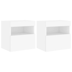 vidaXL TV-Wandschränke mit LED-Leuchten 2 Stk. Weiß 40x30x40 cm