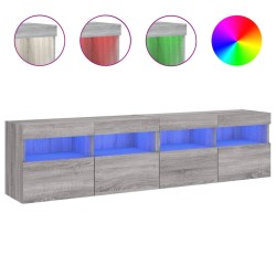 vidaXL TV-Wandschränke mit LED-Leuchten 2 Stk. Grau Sonoma 80x30x40 cm