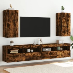 vidaXL TV-Wandschränke mit LED-Leuchten 2 Stk. Räuchereiche