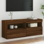 vidaXL TV-Wandschrank mit LED-Leuchten Braun Eichen-Optik 100x30x40 cm vidaXL TV-Wandschrank mit LED-Leuchten Braun Eichen-Optik 100x30x40 cm