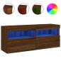vidaXL TV-Wandschrank mit LED-Leuchten Braun Eichen-Optik 100x30x40 cm vidaXL TV-Wandschrank mit LED-Leuchten Braun Eichen-Optik 100x30x40 cm