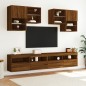 vidaXL TV-Wandschrank mit LED-Leuchten Braun Eichen-Optik 100x30x40 cm vidaXL TV-Wandschrank mit LED-Leuchten Braun Eichen-Optik 100x30x40 cm