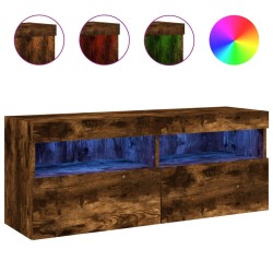 vidaXL TV-Wandschrank mit LED-Leuchten Räuchereiche 100x30x40 cm
