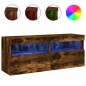 vidaXL TV-Wandschrank mit LED-Leuchten Räuchereiche 100x30x40 cm vidaXL TV-Wandschrank mit LED-Leuchten Räuchereiche 100x30x40 cm