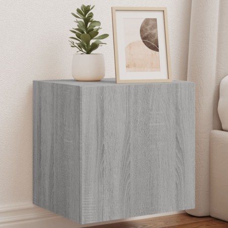 vidaXL TV-Wandschränke mit LED-Leuchten 2Stk. Grau Sonoma 40,5x35x40cm