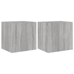 vidaXL TV-Wandschränke mit LED-Leuchten 2Stk. Grau Sonoma 40,5x35x40cm